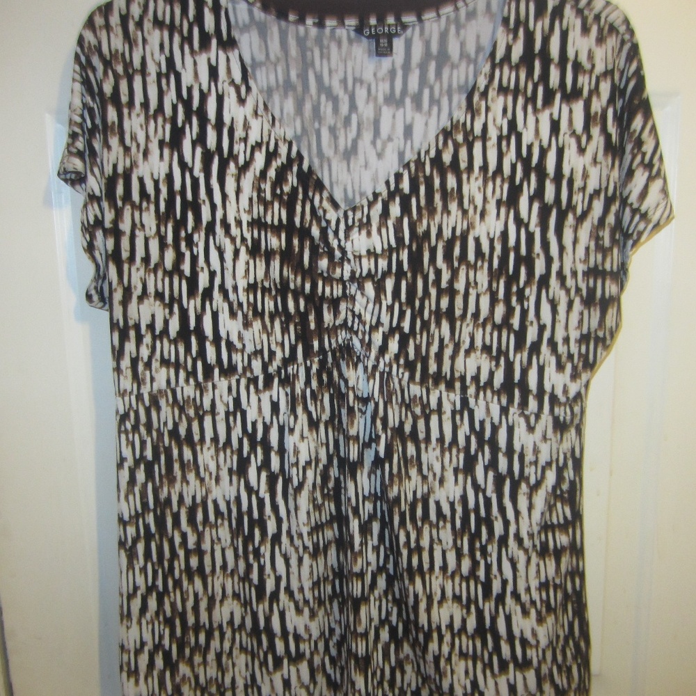 George Brown and White Printed Skirt Set Top
